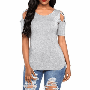 Short Sleeve Crew Neck Women 's T-shirt - Gray